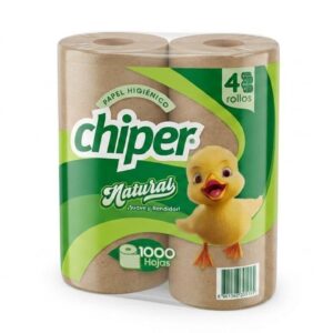 Papel higiénico Chiper Natural 1000 hojas 4 rollos