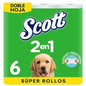 Papel higiénico Scott 6 rollos 2 en 1